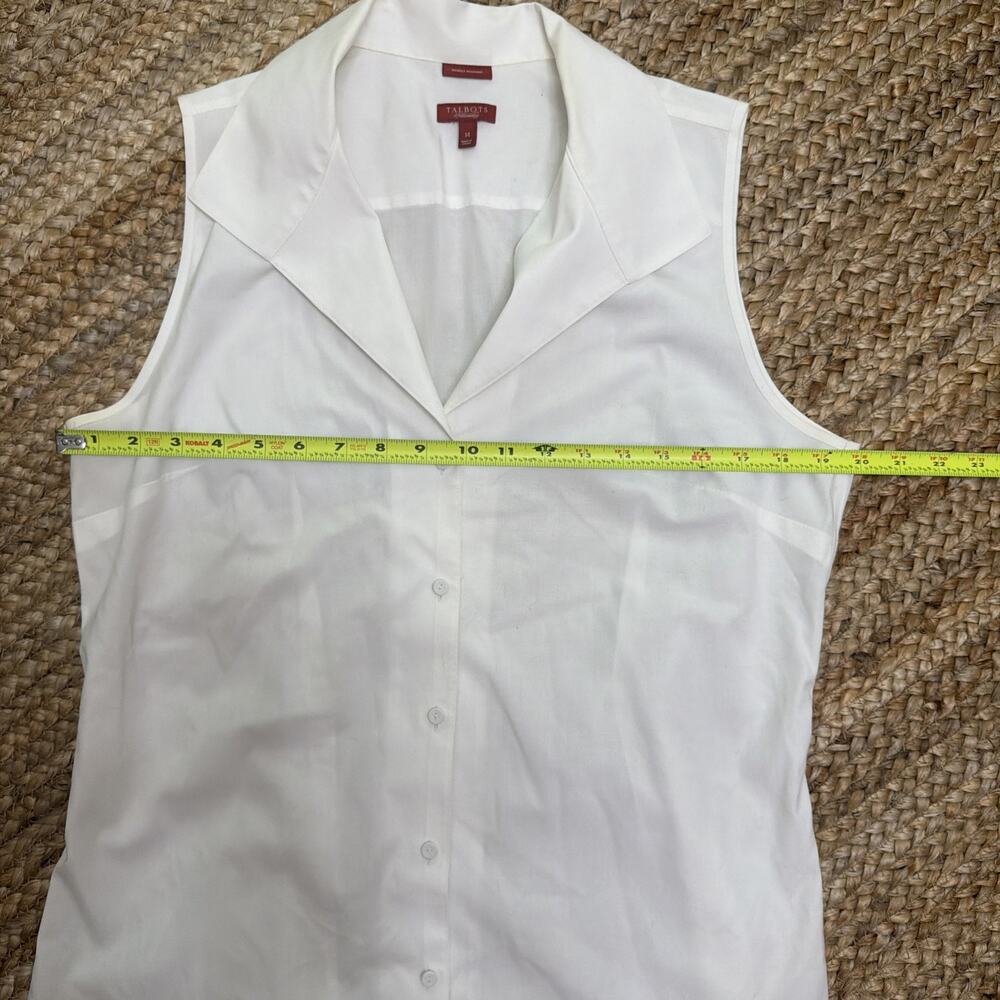 Talbots Non-Iron Sleeveless White Blouse Button Front Career Capsule Sz 14 - Picture 4 of 7